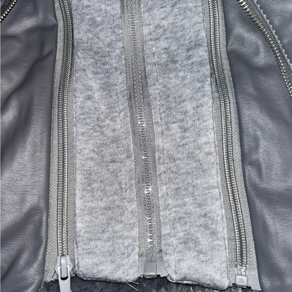 Jou Jou Vegan Leather Moto Jacket Gray Women’s Medium New With Tags - Picture 8 of 16